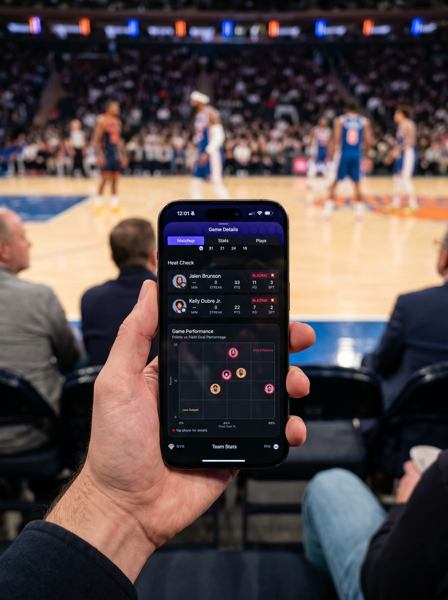 Real-time player stats and game details